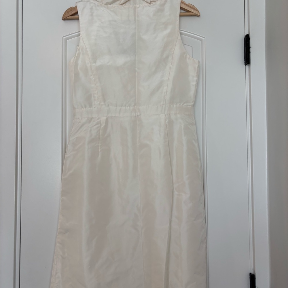 J Crew Silk Ivory Ruffle Bridal Cocktail Sleeveless Dress Wedding Party 6 - Picture 3 of 11